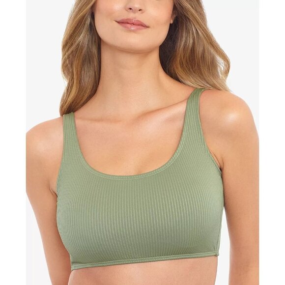 Salt + Cove Juniors Size XL Ribbed Long-Line Bikini Top Swimsuit in Green 1967 - Picture 1 of 7